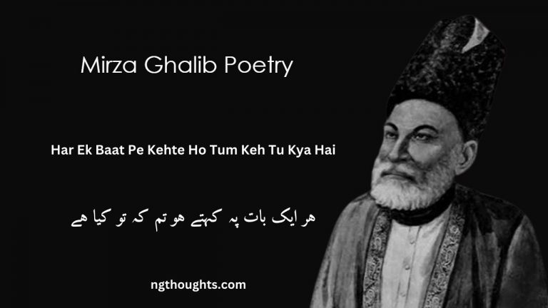 Har Ek Baat Pe Kehte Ho Tum Keh Tu Kya Hai – Mirza Ghalib Poetry