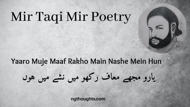 Yaaro Muje Maaf Rakho Main Nashe Mein Hun – Mir Taqi Mir Poetry